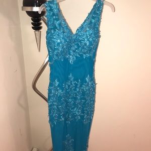 Aqua Blue sequin evening gown
